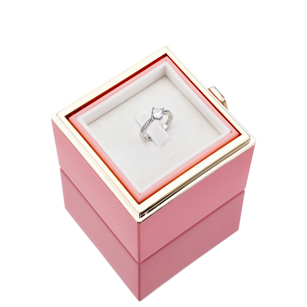 Eternal Rose Box with S925 Silver Ring and Preserved Real Rose