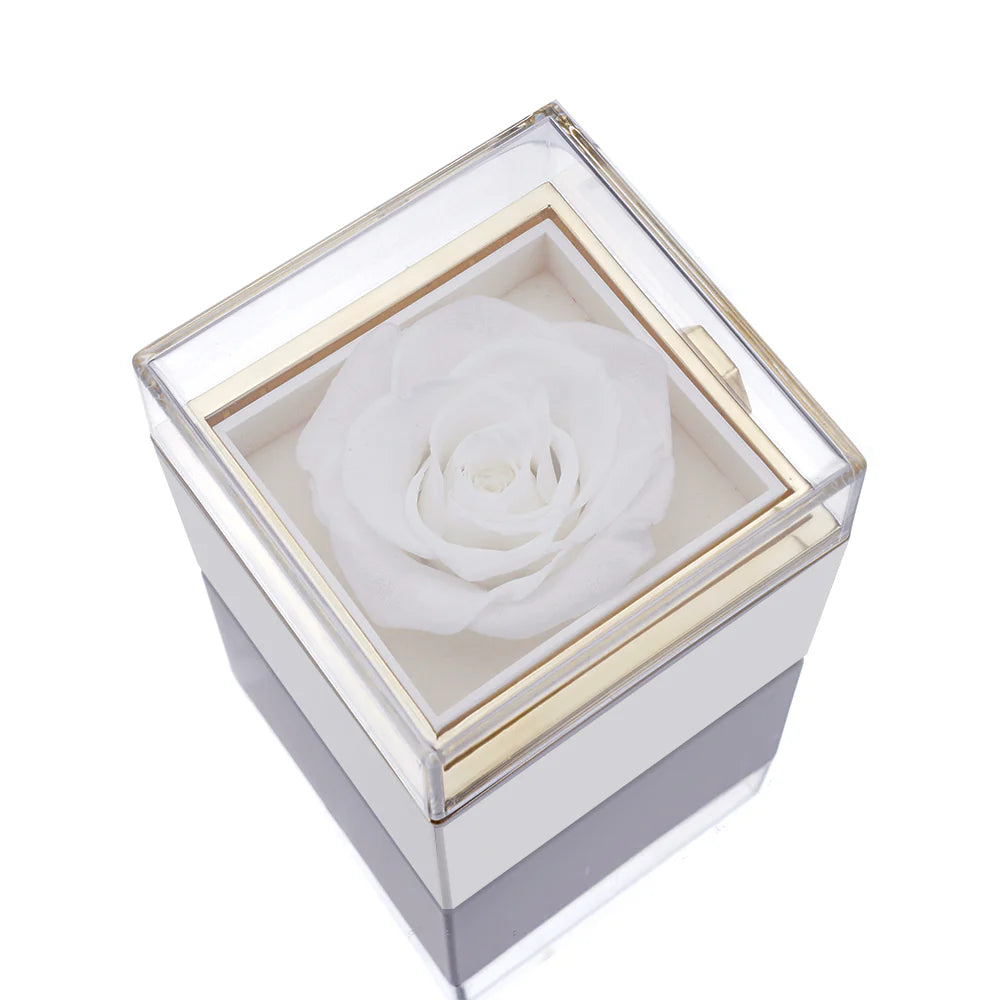 Eternal Rose Box with S925 Silver Ring and Preserved Real Rose