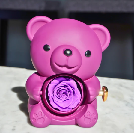 Eternal Rose Teddy Bear with Necklace