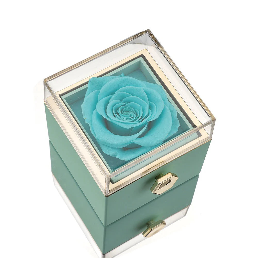 Eternal Rose Box with S925 Silver Ring and Preserved Real Rose